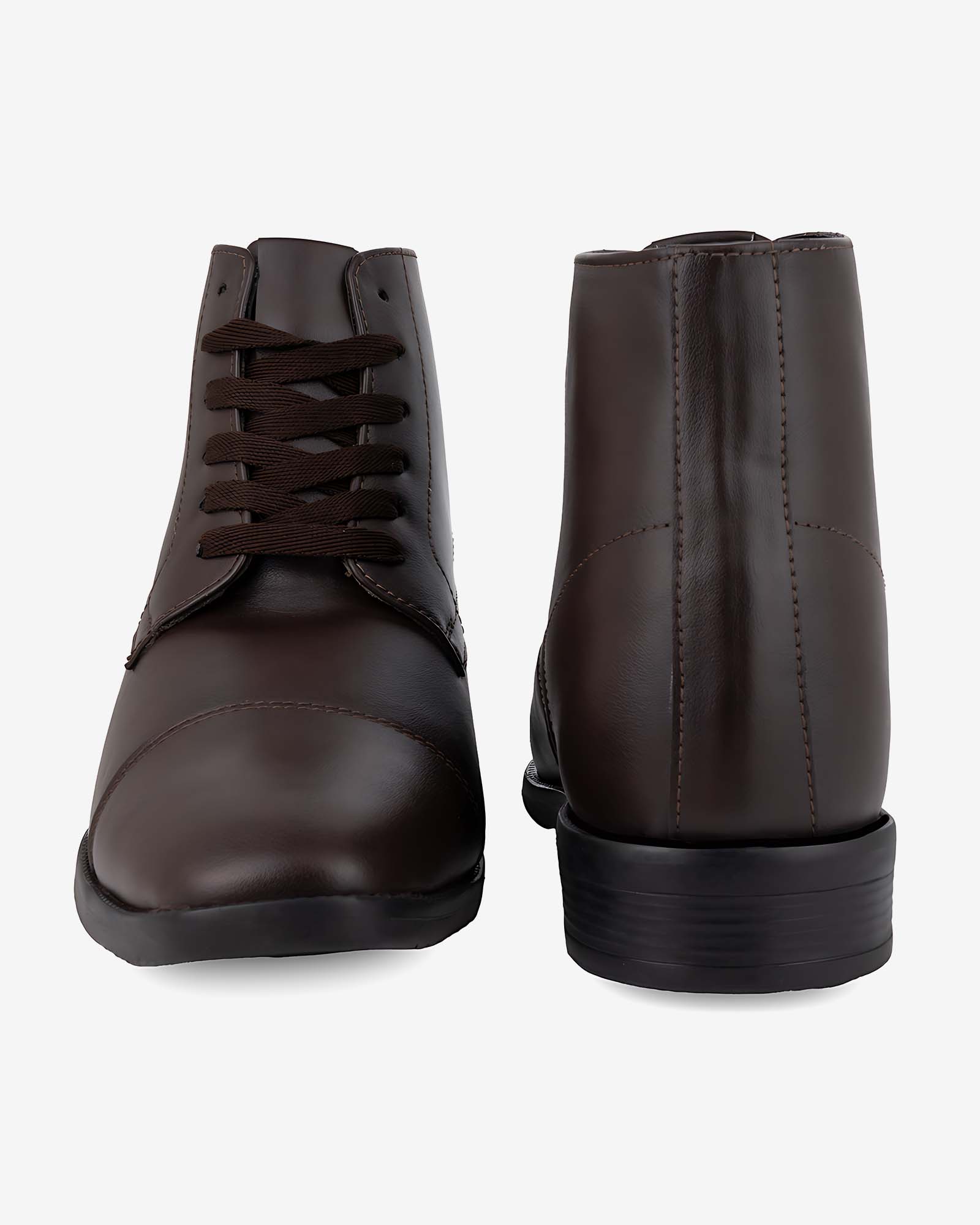 Front and back angles of Hitoes Darsel brown height increasing formal boots