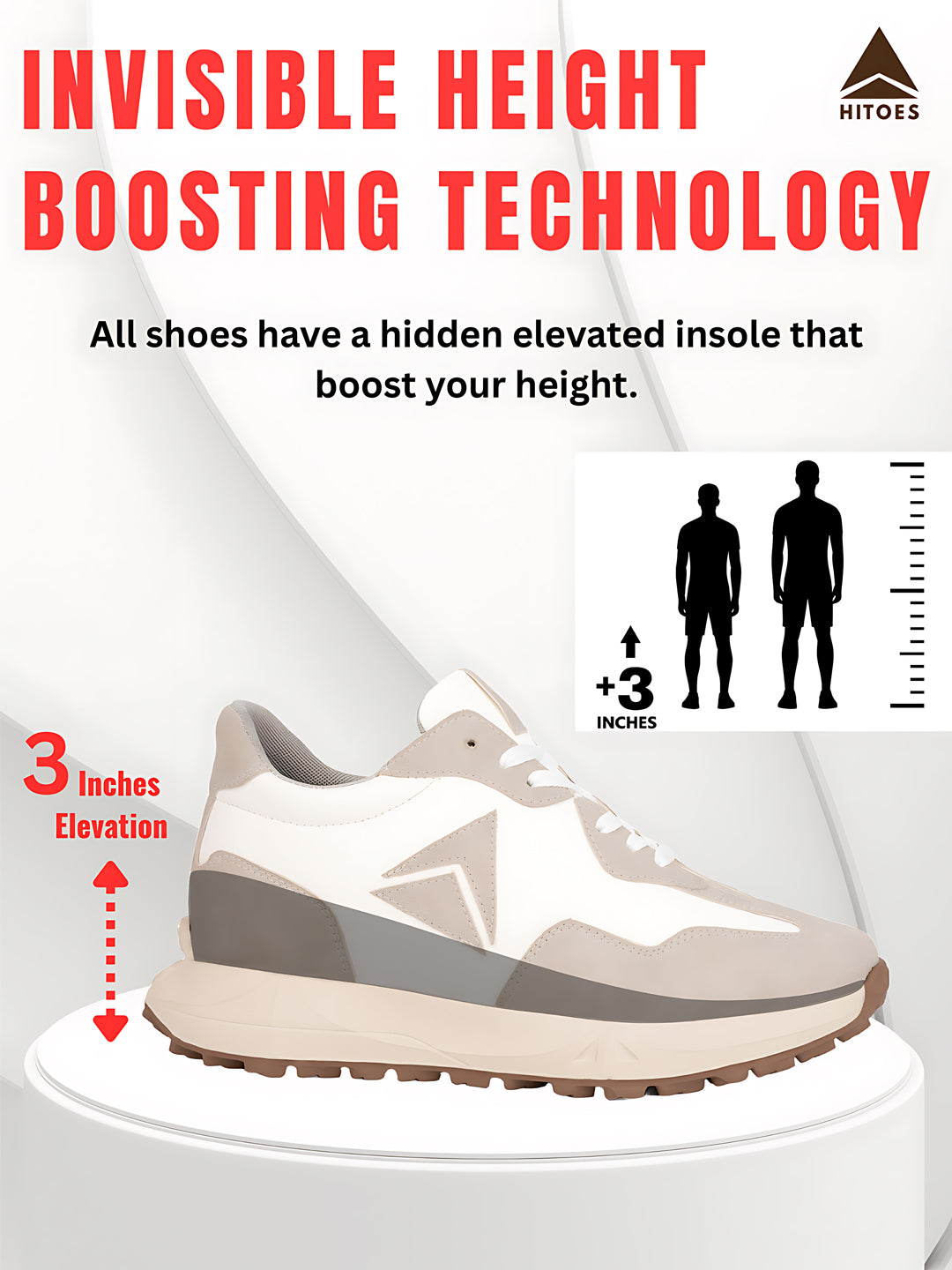 Orren Elevator Sneakers – Beige & White