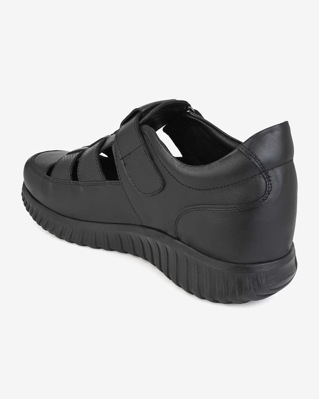 Orelle Premium Leather Height Increasing Sandals - Black