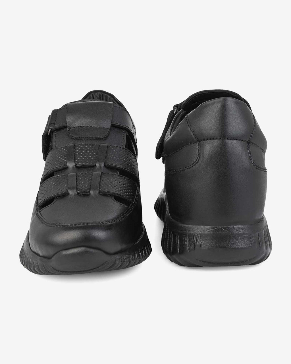 Orelle Premium Leather Height Increasing Sandals - Black