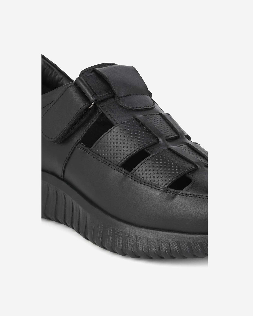 Orelle Premium Leather Height Increasing Sandals - Black