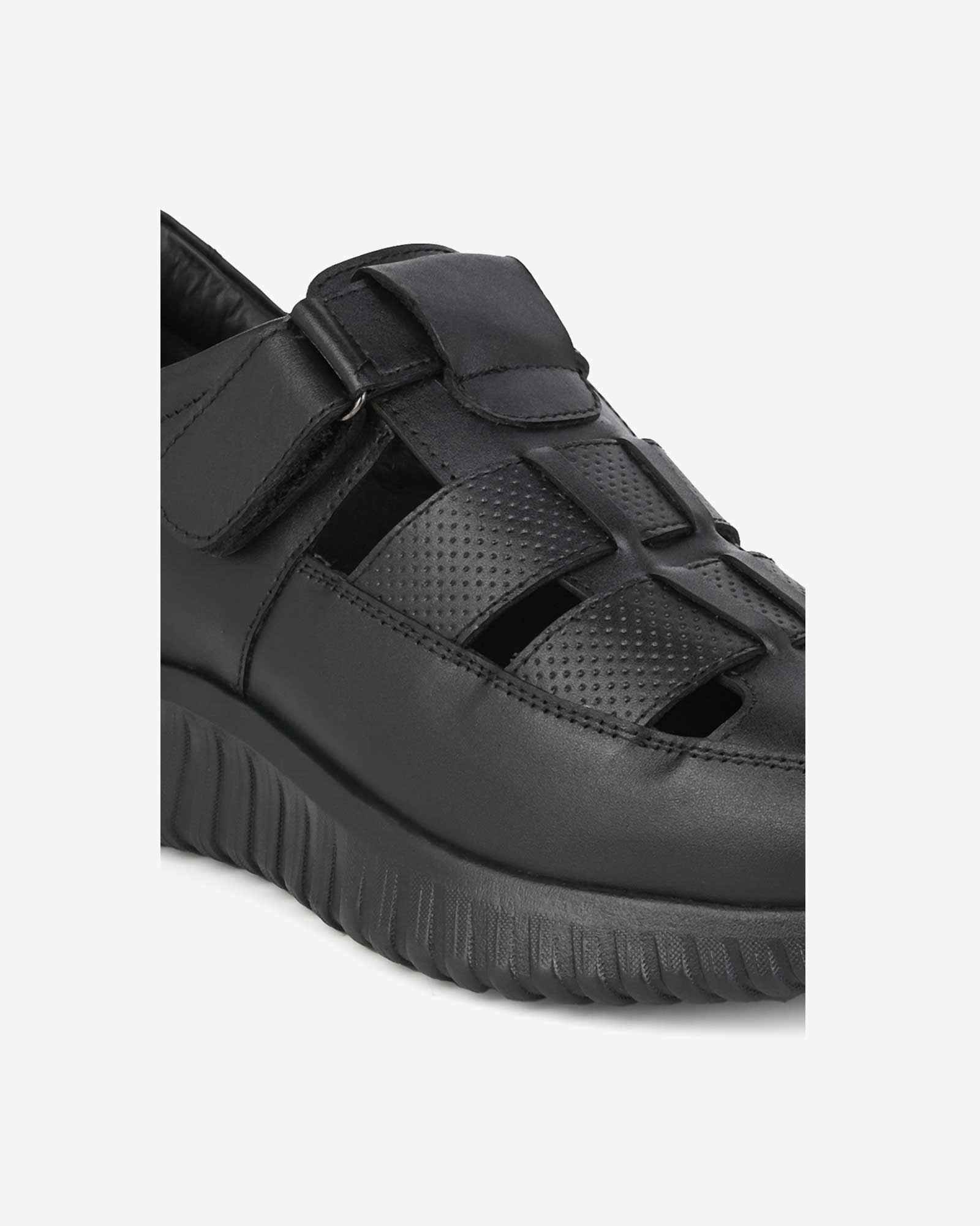 Orelle Premium Leather Height Increasing Sandals - Black