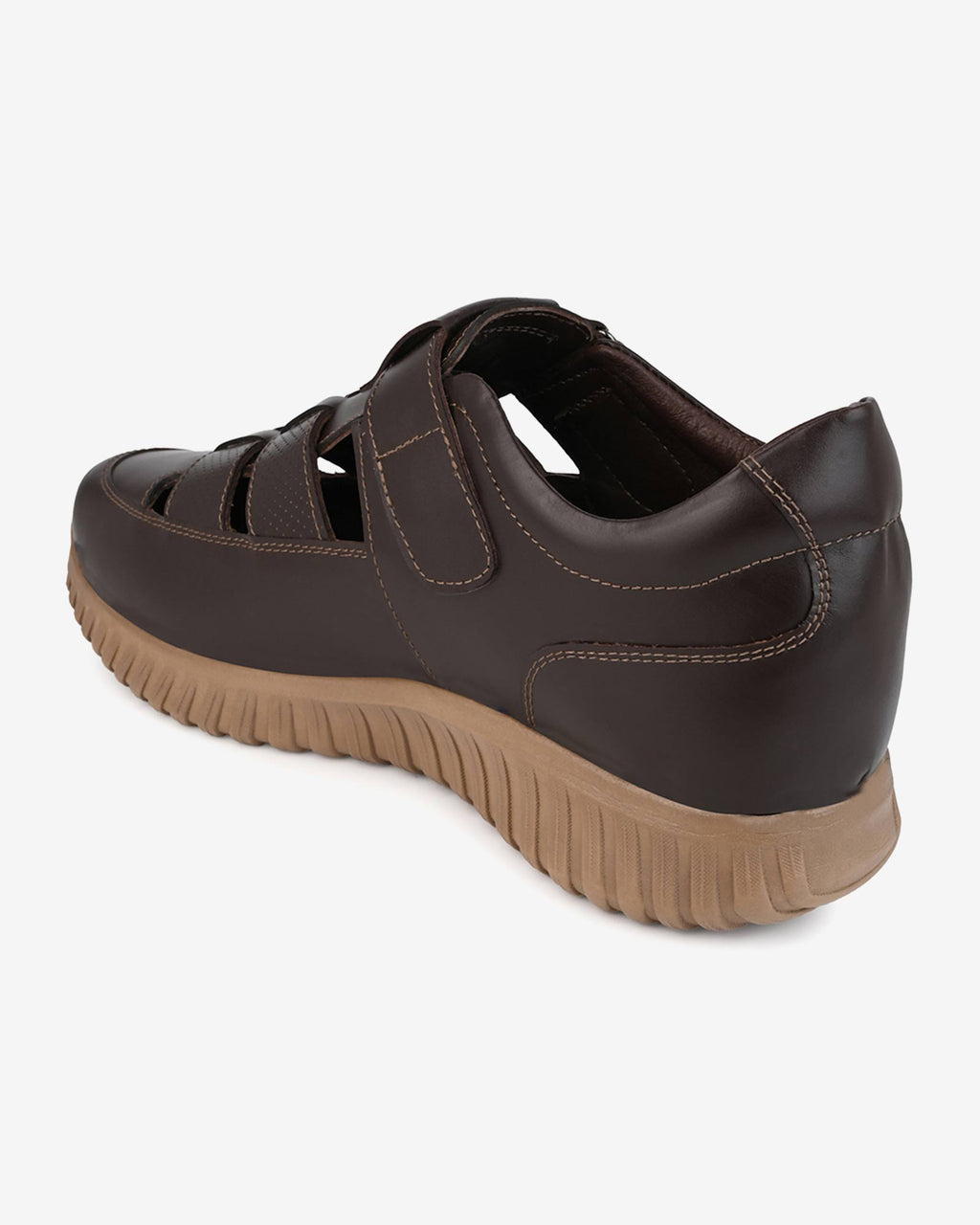 Orelle Premium Leather Height Increasing Sandals - Brown