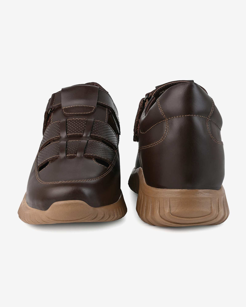 Orelle Premium Leather Height Increasing Sandals - Brown