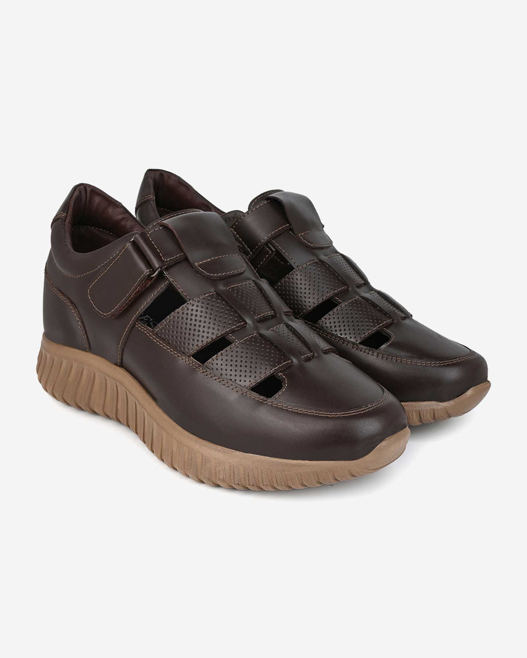 Orelle Premium Leather Height Increasing Sandals - Brown