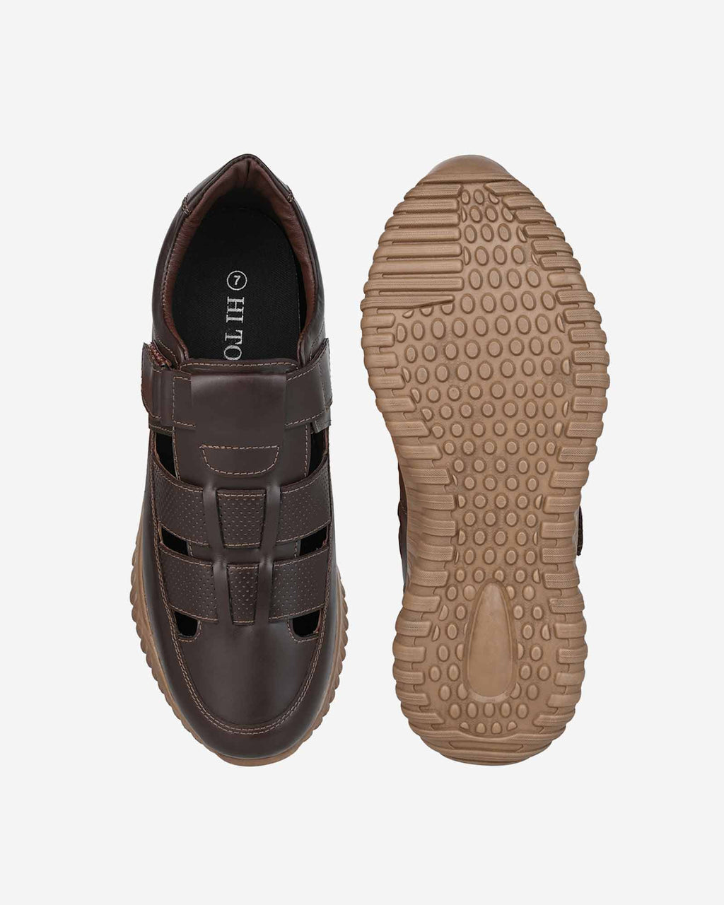 Orelle Premium Leather Height Increasing Sandals - Brown