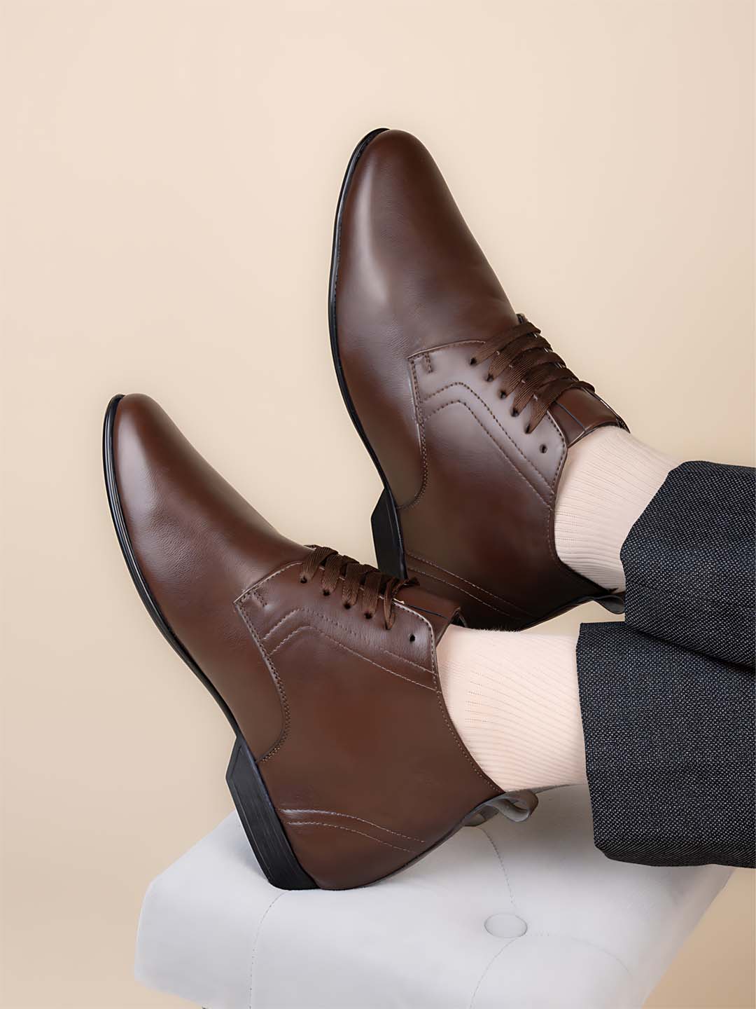 Valenor Height Increasing Formal Shoes - Brown