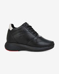 Side view of Hitoes Altix black elevator sneakers with 3-inch hidden height lift