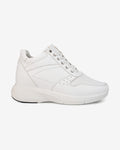 Side view of Hitoes Altix white elevator sneakers with 3-inch hidden height lift