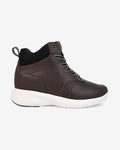 Side view of Hitoes Altix Flap brown height increasing sneakers with 3-inch hidden lift