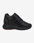 Side view of Hitoes Altix Trio black elevator sneakers with 3-inch hidden height lift