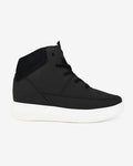 Side view of Hitoes Cavario black elevator sneakers with 3-inch hidden height lift