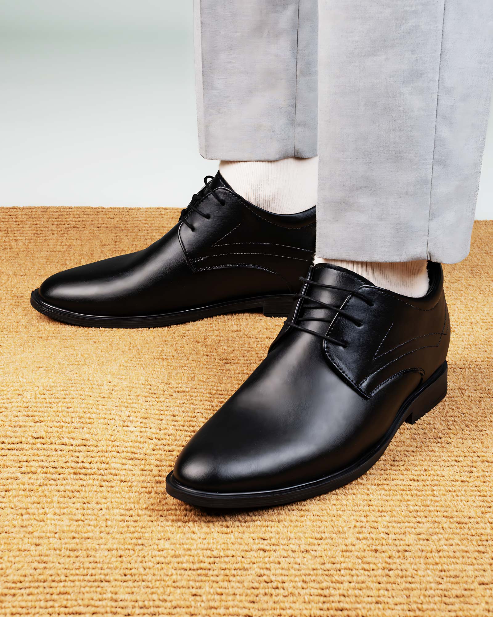 shoe lifts for men's dress shoes Hitoes Denaro – Classic Black Formal Elevator Shoes for Men