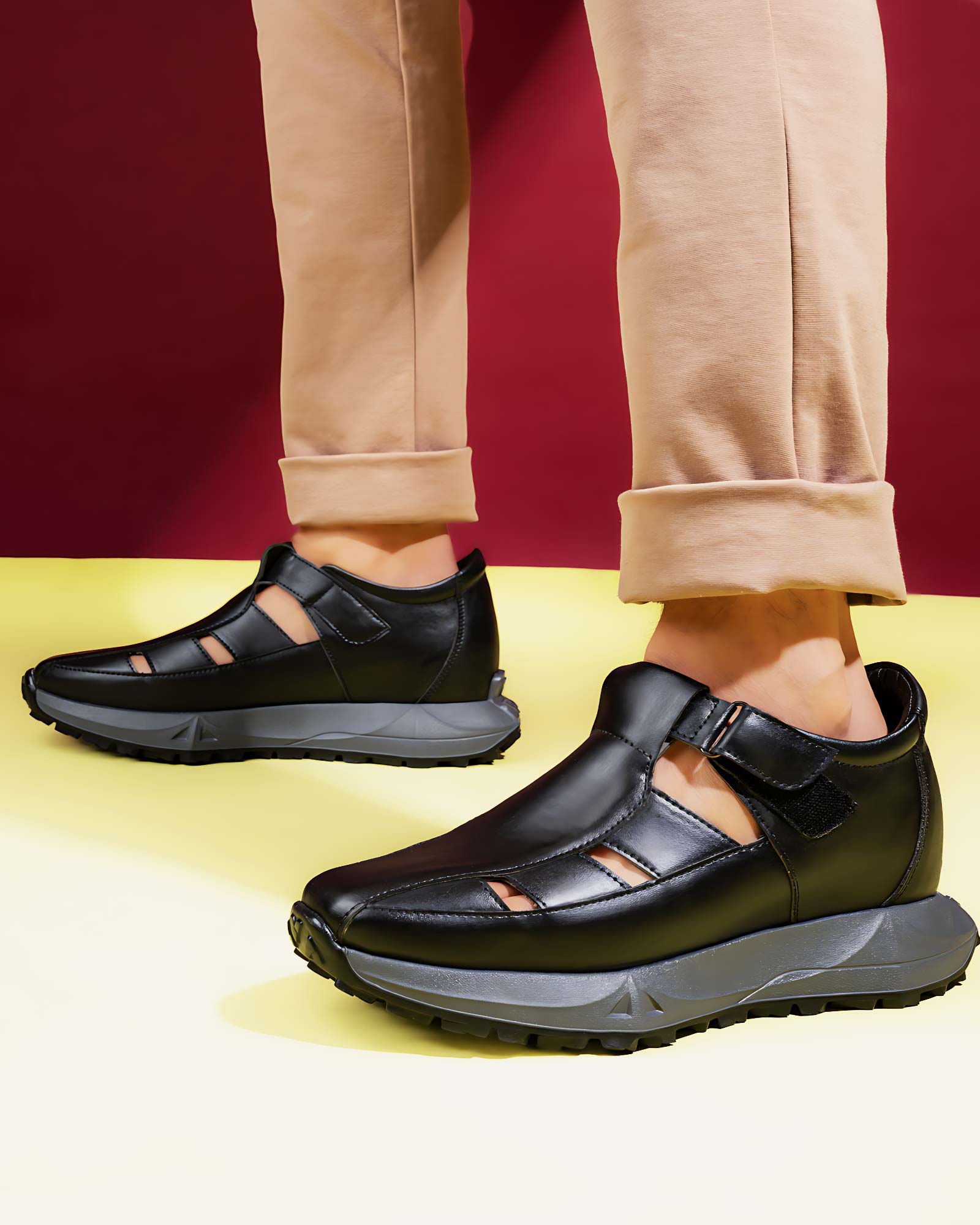 Elevora Air Height Increasing Sandals - Black