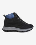 Side view of Hitoes Elevora Bolt black height increasing sneakers with 3-inch hidden lift