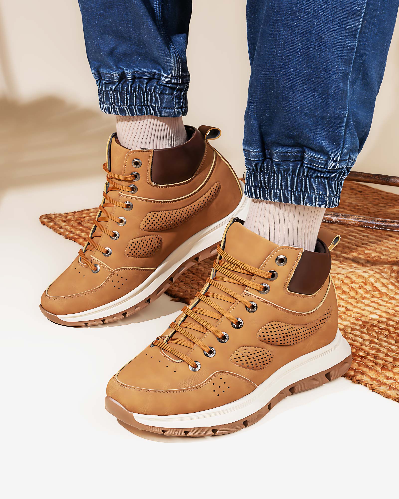 Elevora Bolt Height Increasing Sneakers – Tan