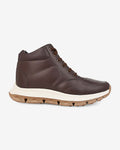 Side view of Hitoes Elevora One brown height increasing sneakers with 3-inch hidden lift