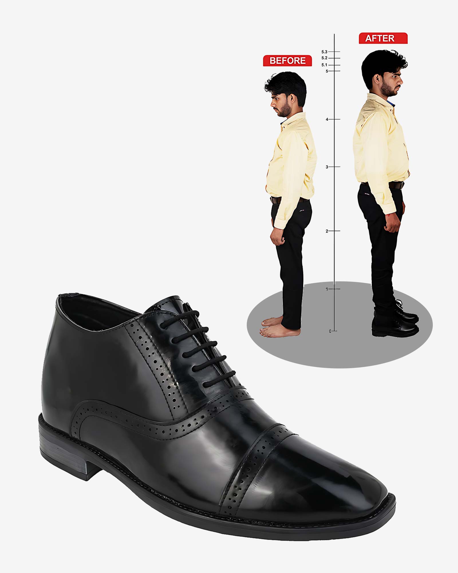 Marqel Height Increasing Formal Shoes - Black