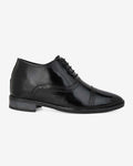 Side view of Hitoes Marqel black height increasing formal shoes with hidden height lift