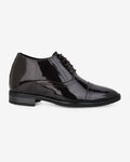 Side view of Hitoes Marqel brown height increasing formal shoes with hidden height lift