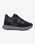 Side view of Hitoes Orren black elevator sneakers with 3-inch hidden height lift