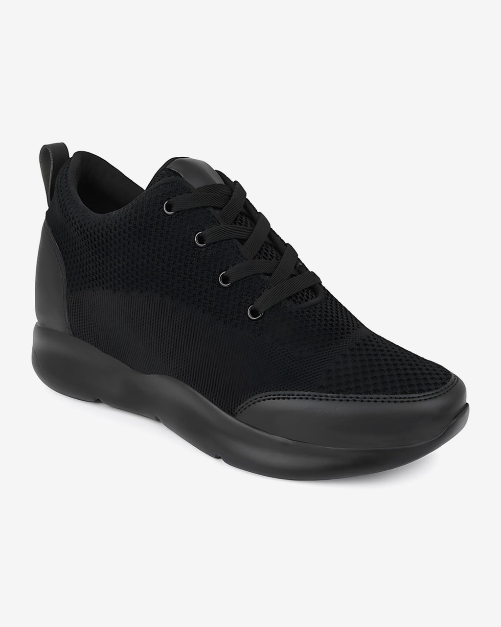 Front angled view of Hitoes Strym black elevator shoes with hidden height boost