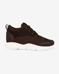 Side view of Hitoes Strym brown height increasing shoes with hidden 3-inch lift