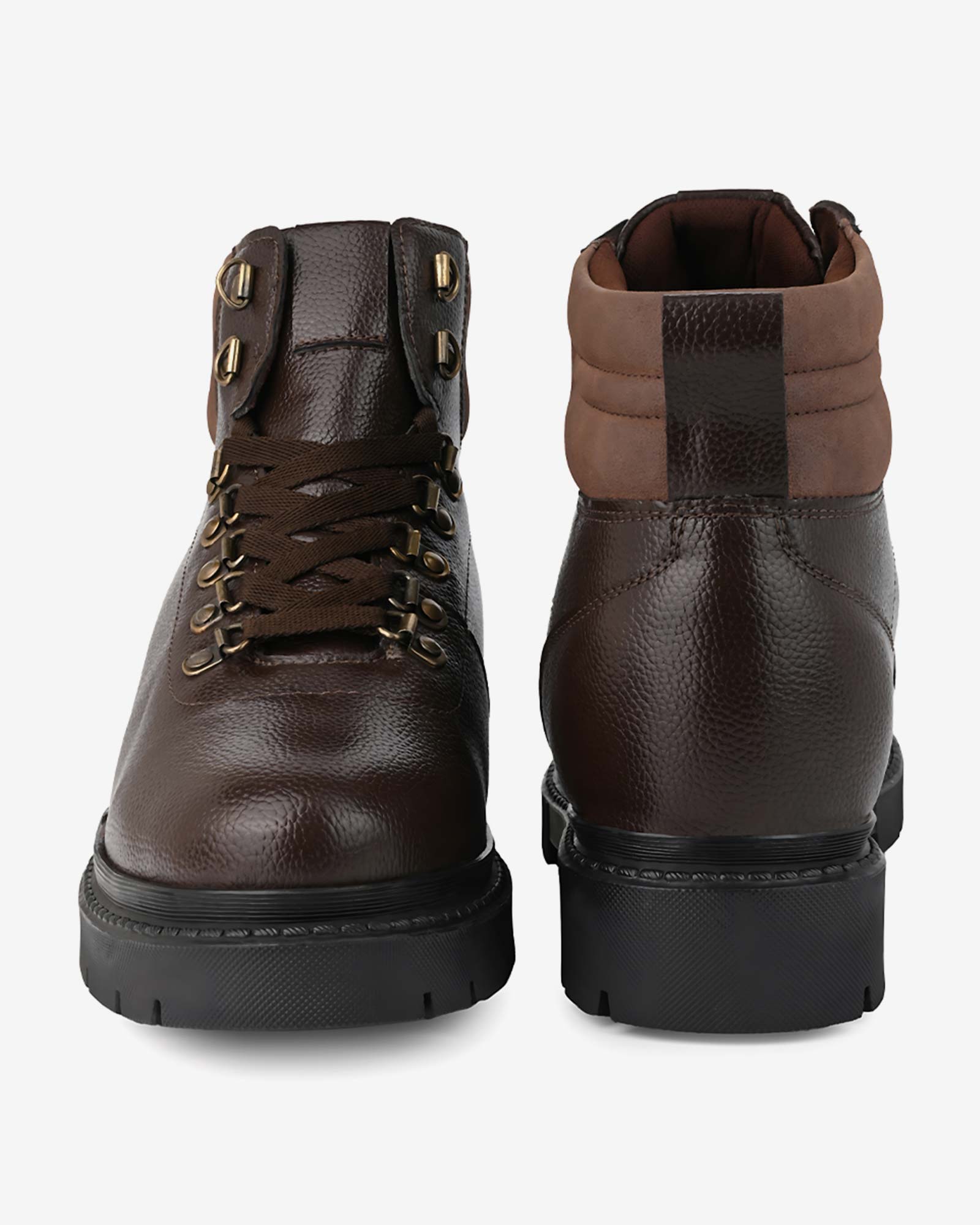 Front and back angles of Hitoes Troxxon brown height increasing boots