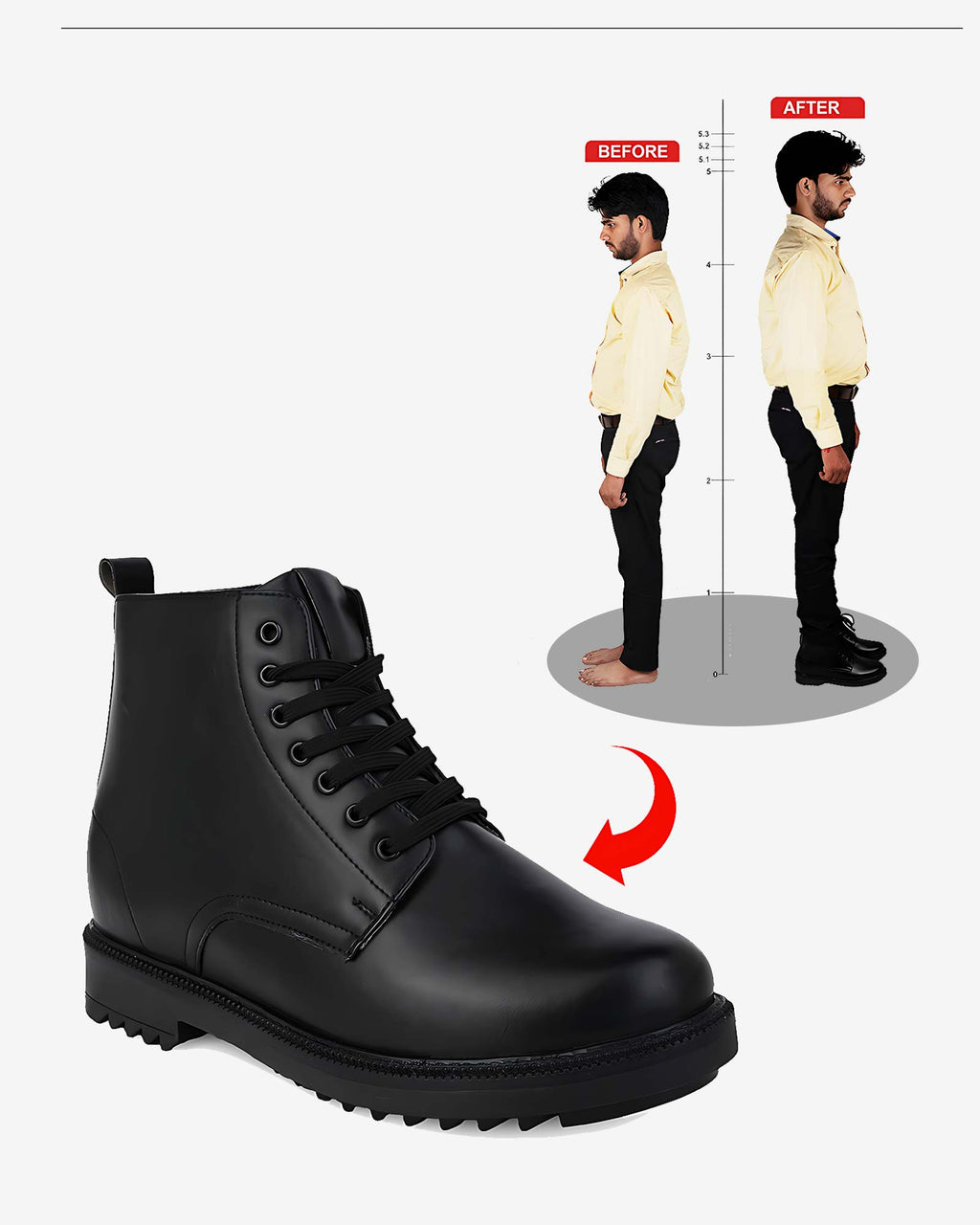 Uptera Height Increasing Boots - Black