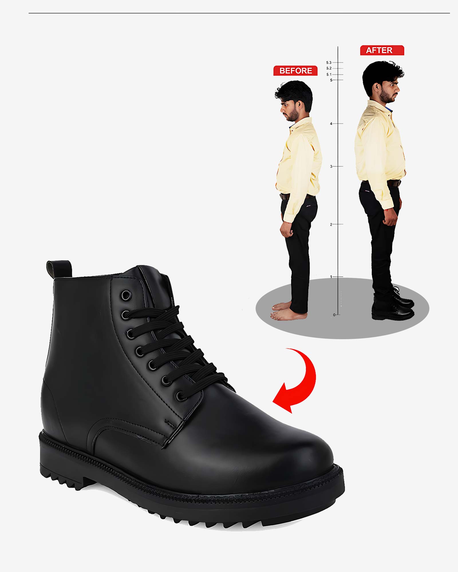 Uptera Height Increasing Boots - Black