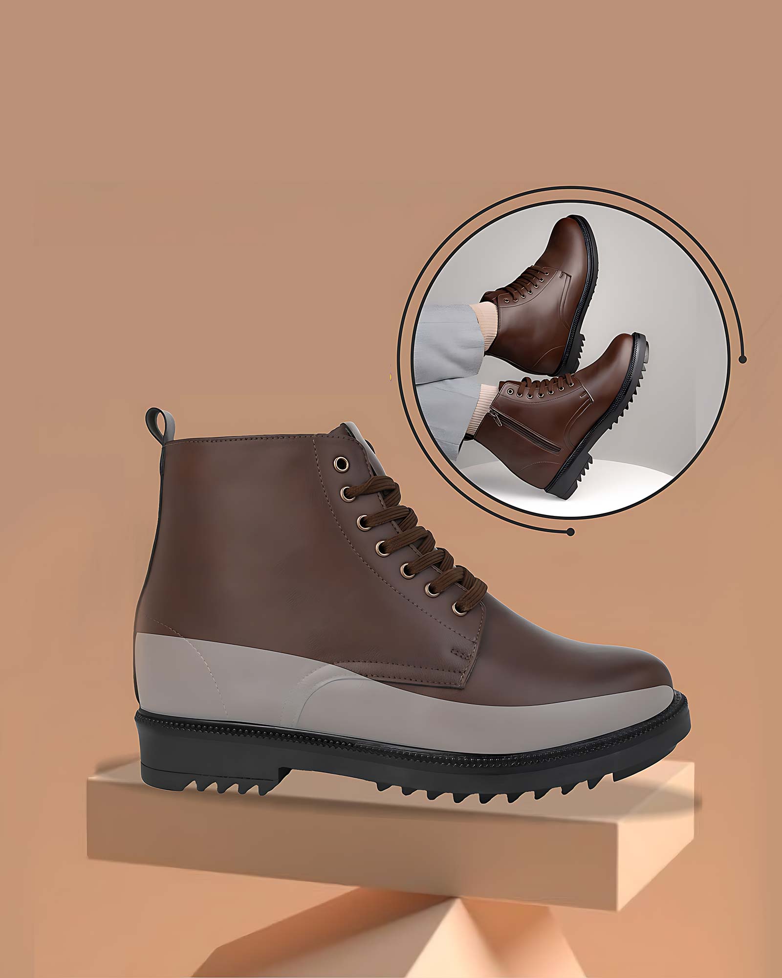 Uptera Height Increasing Boots - Brown