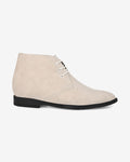 Side view of Hitoes Vinturo Chukka beige height increasing boots with hidden lift