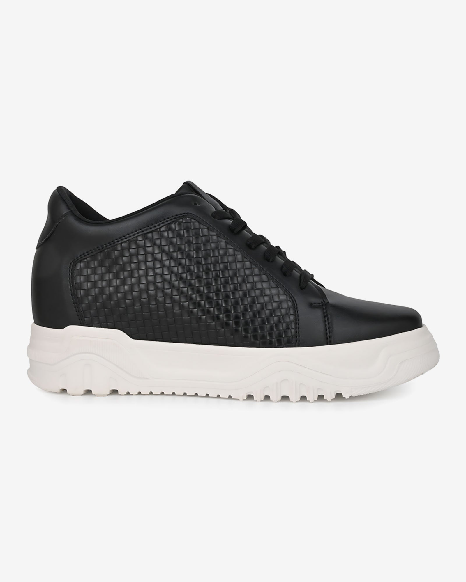 Side view of Hitoes Zyft Matrix black height increasing sneakers with 3-inch hidden lift
