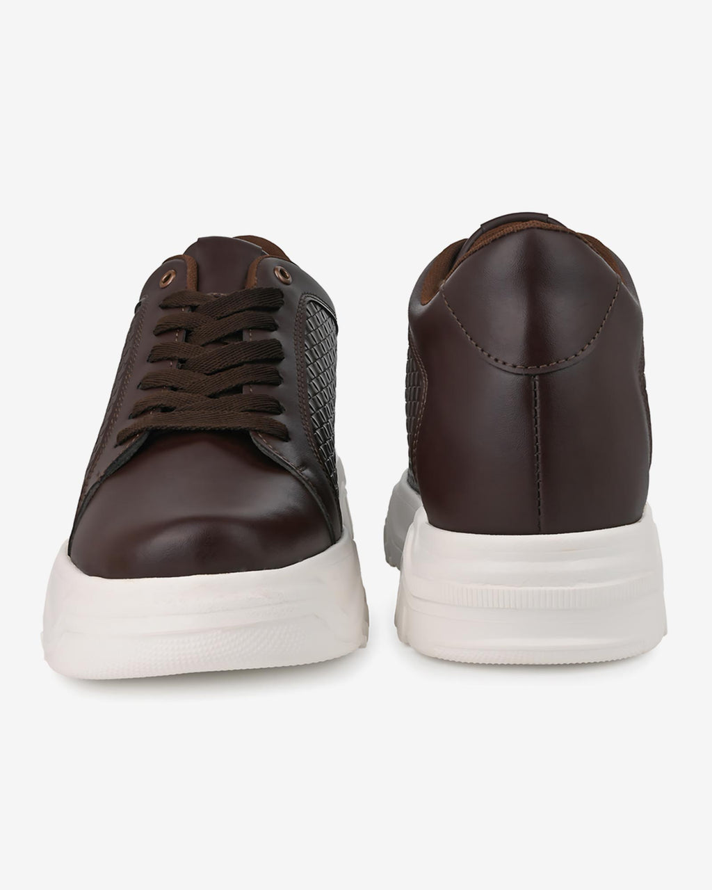 Front and back angles of Hitoes Zyft Matrix brown height increasing sneakers