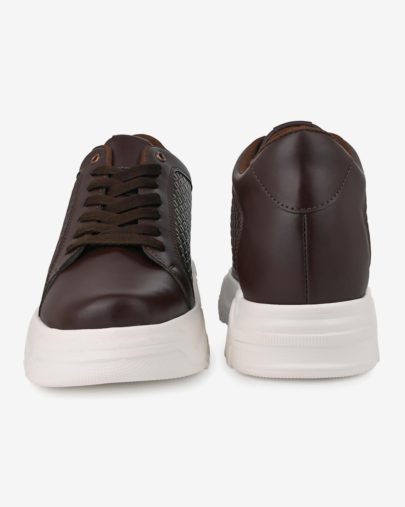Front and back angles of Hitoes Zyft Matrix brown height increasing sneakers