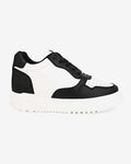 Side view of Hitoes Zyft Vibes black and white elevator sneakers with 3-inch hidden height lift