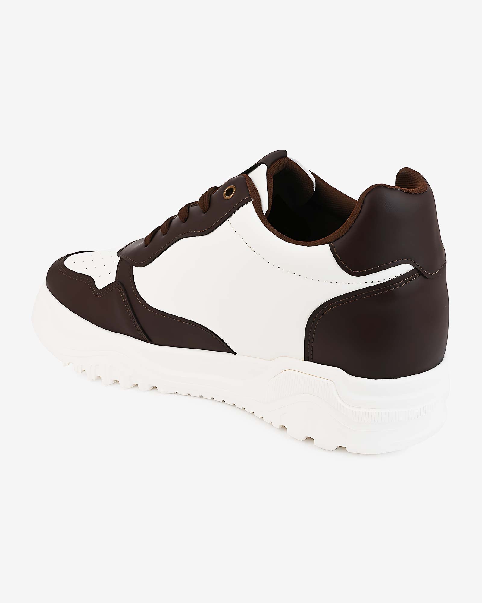 Zyft Vibes Elevator Sneakers – Brown & White