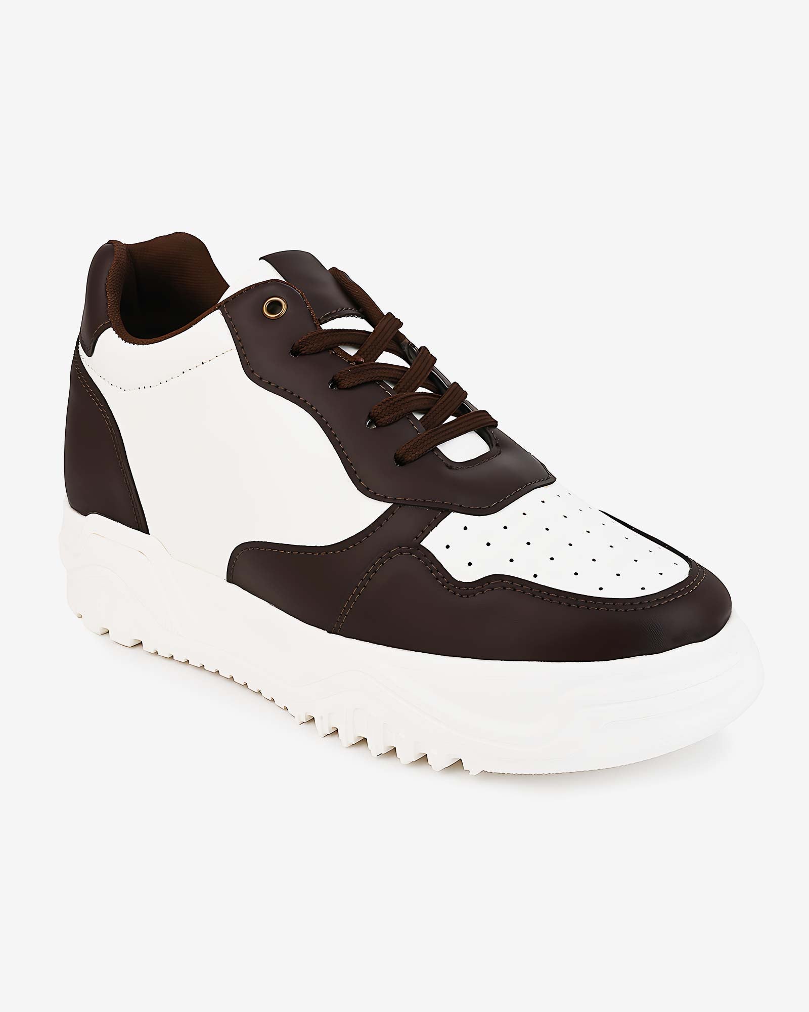 Zyft Vibes Elevator Sneakers – Brown & White