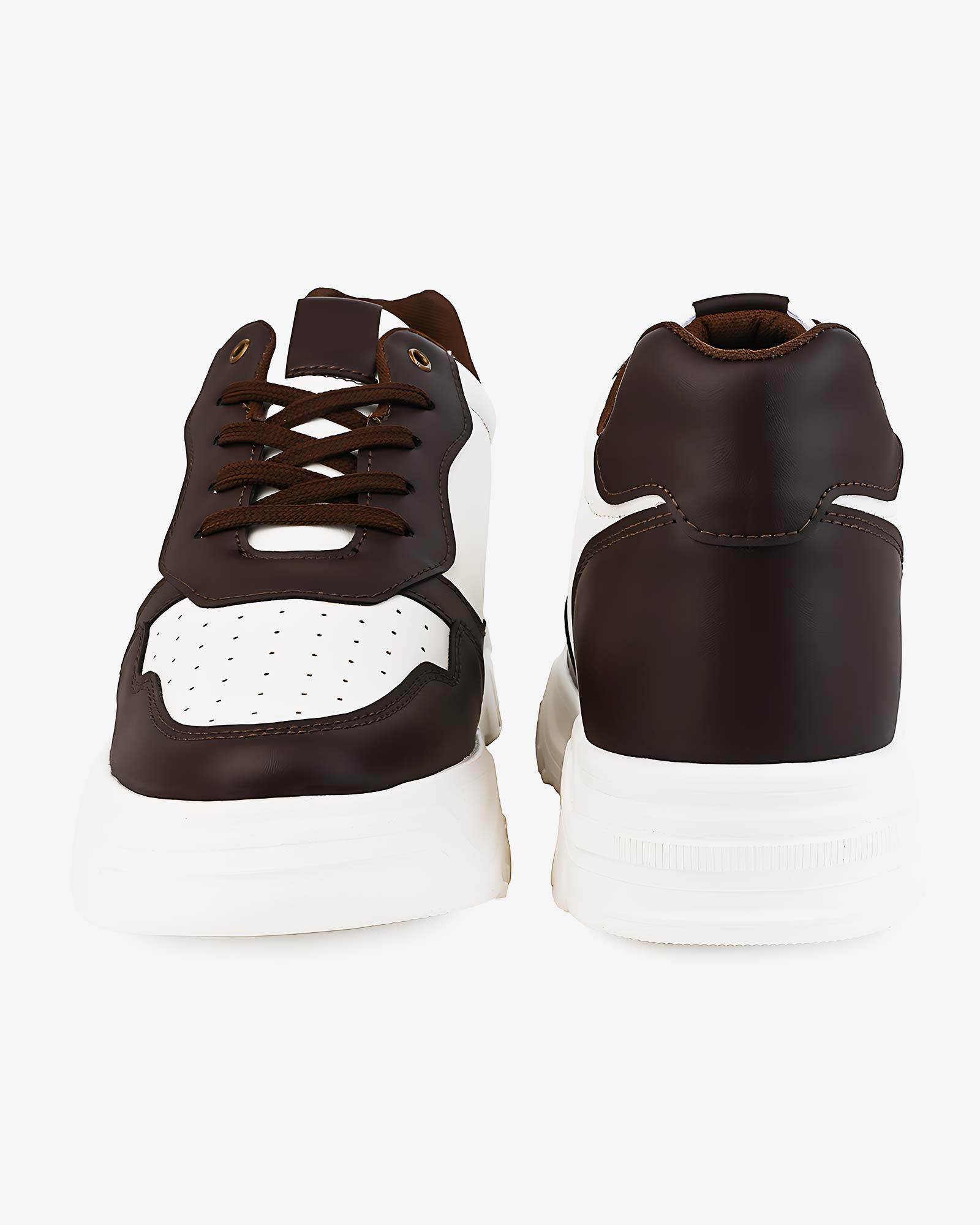Zyft Vibes Elevator Sneakers – Brown & White
