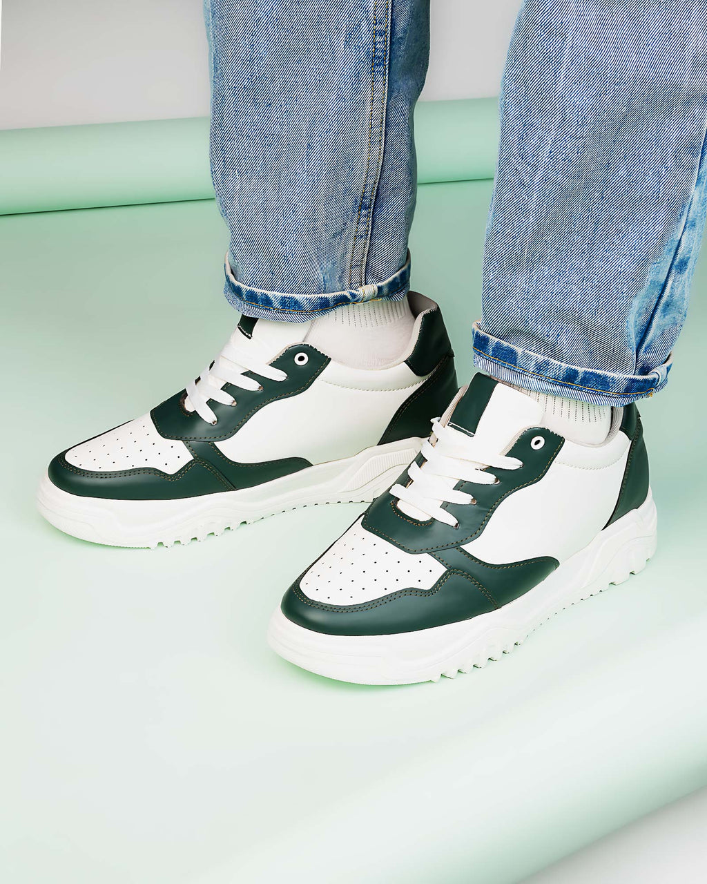 Zyft Vibes Elevator Sneakers – Green & White