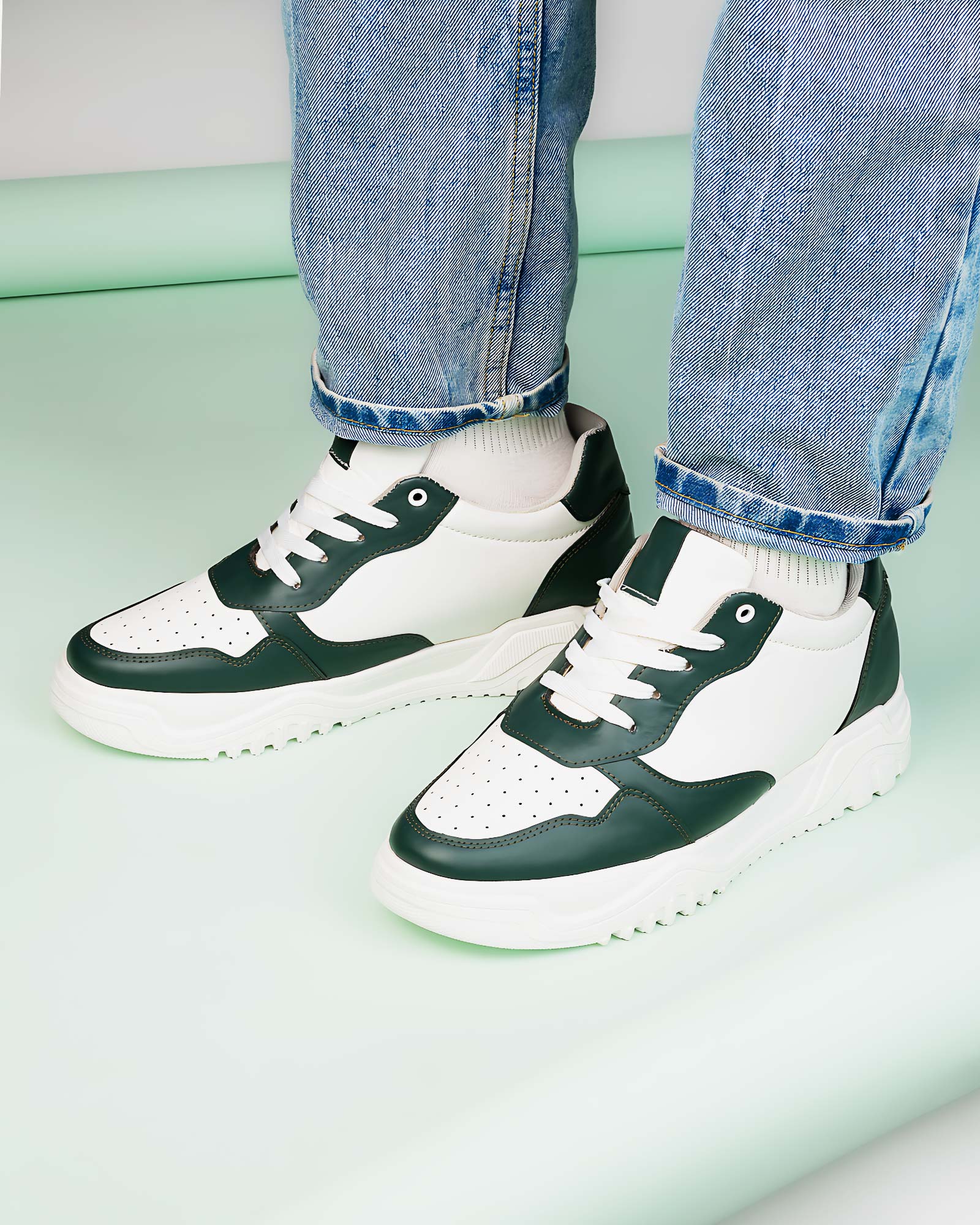 Zyft Vibes Elevator Sneakers – Green & White